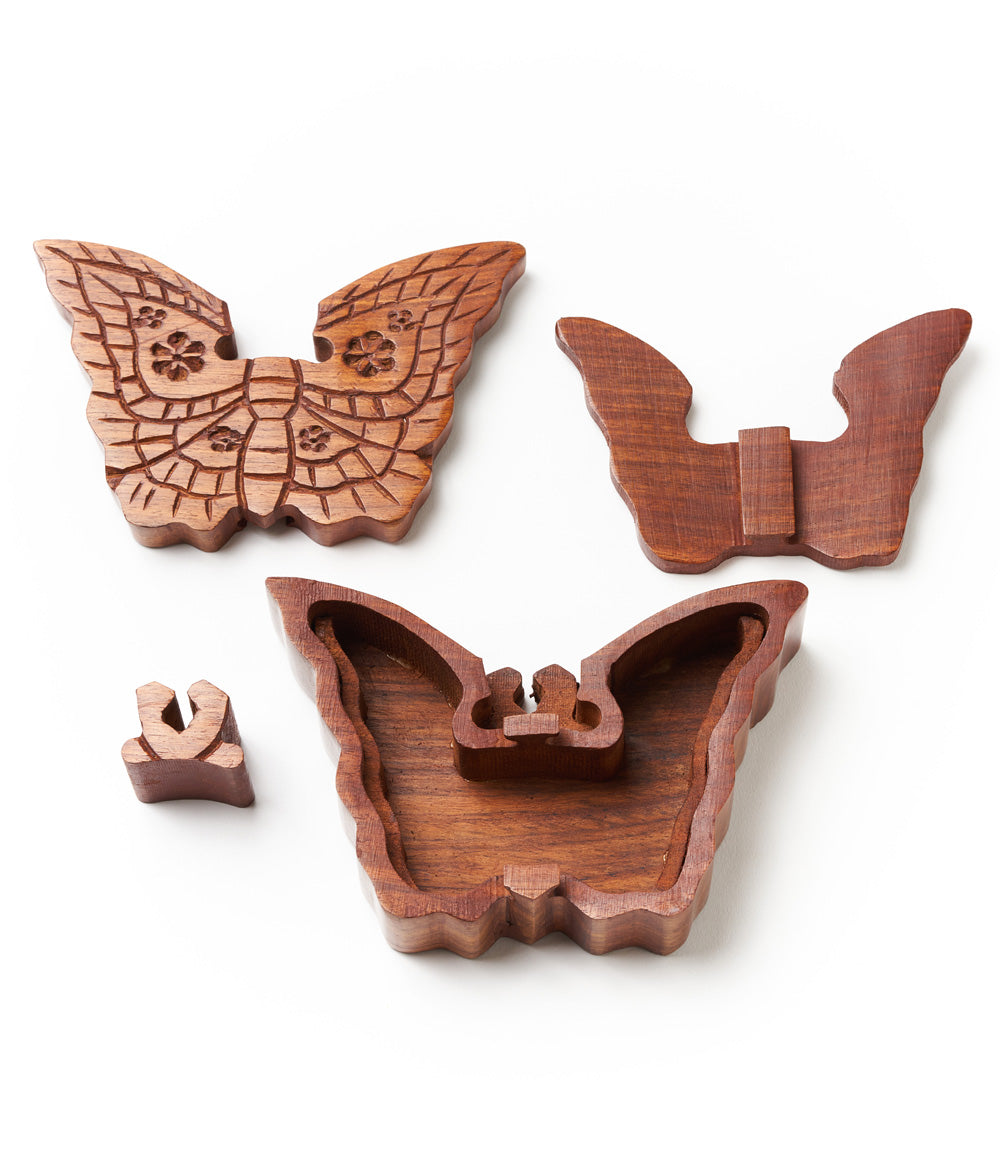 Butterfly Puzzle Box - Handcrafted Sheesham Wood