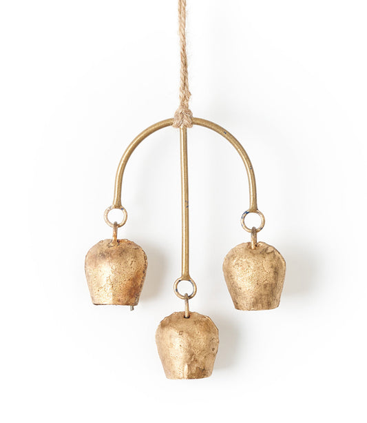 Tridevi Trio Rustic Bell Wind Chime - Fair Trade Home Decor