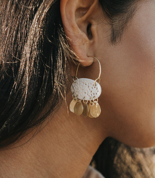 Charu Filigree Bone and Brass Dangle Earrings