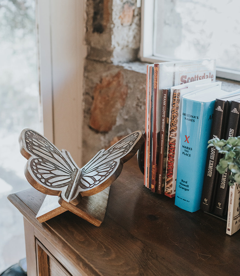 Butterfly Open Book Stand Holder - Handcrafted Wood