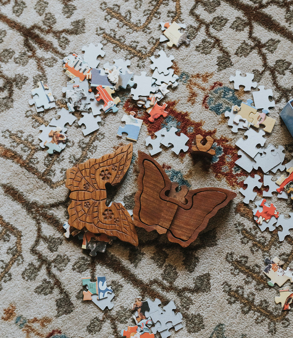 Butterfly Puzzle Box - Handcrafted Sheesham Wood