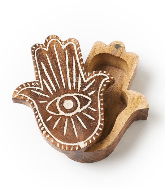 Drishti Hamsa Evil Eye Swivel Lid Box - Handmade, Fair Trade