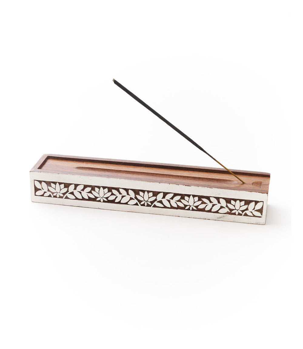 Aashiyana Incense Holder Box - Antique Finish Hand Carved Wood