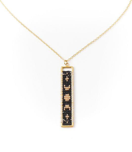 Adiya Moon Phase Black Beaded Necklace- Fair Trade Jewelry