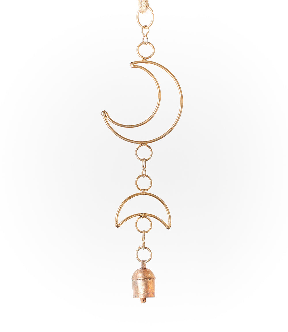 Indukala Small Moon Phase Bell Wind Chime - Handmade