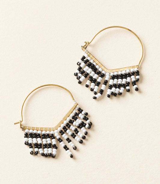 Kalapriya Beaded Fringe Earrings - Black, White