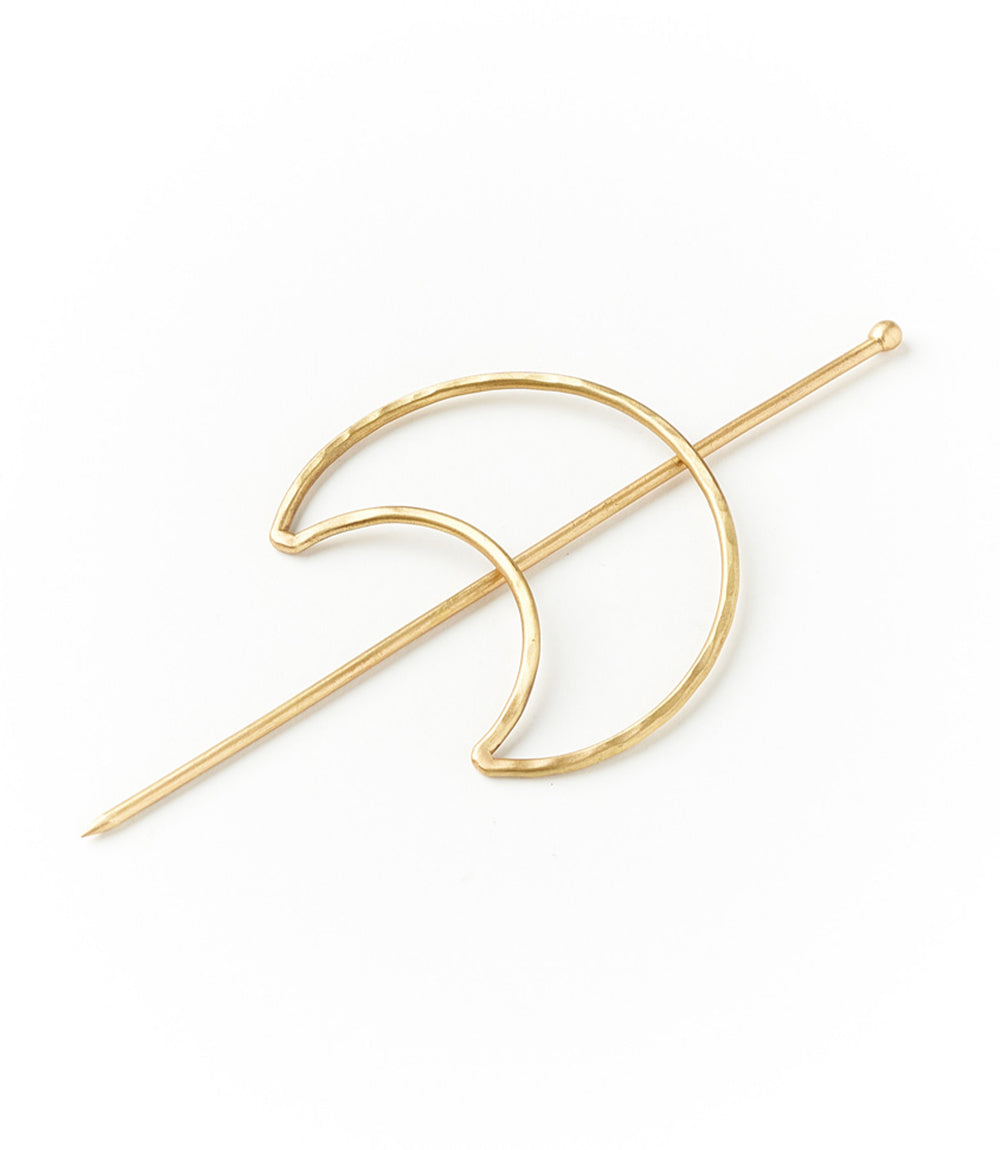 Indukala Crescent Moon Hair Slide with Stick - Gold