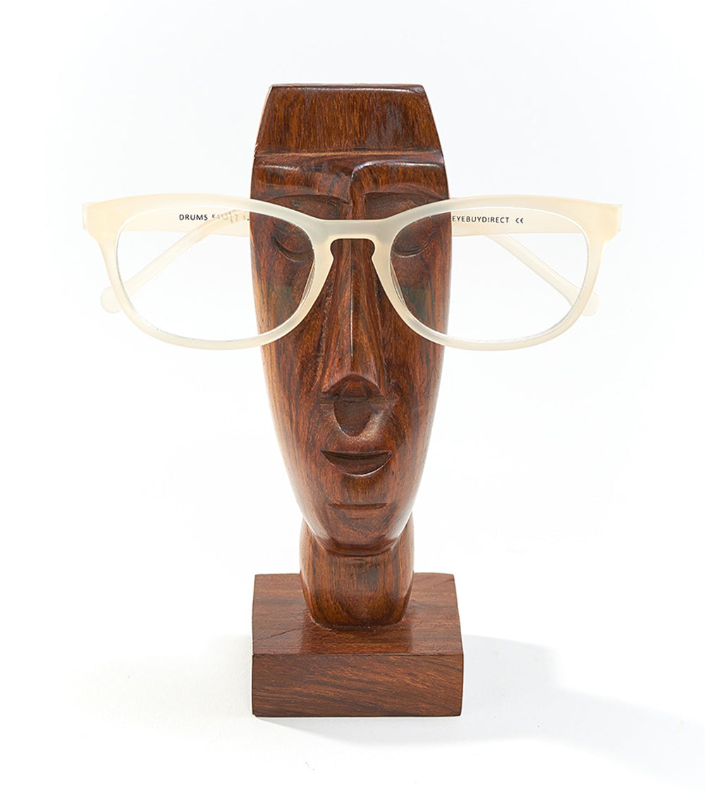 Face Glasses Holder Stand - Hand Carved Indian Rosewood