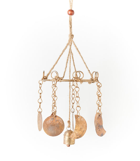 Indukala Moon Phase Mobile Wind Chime with Bell