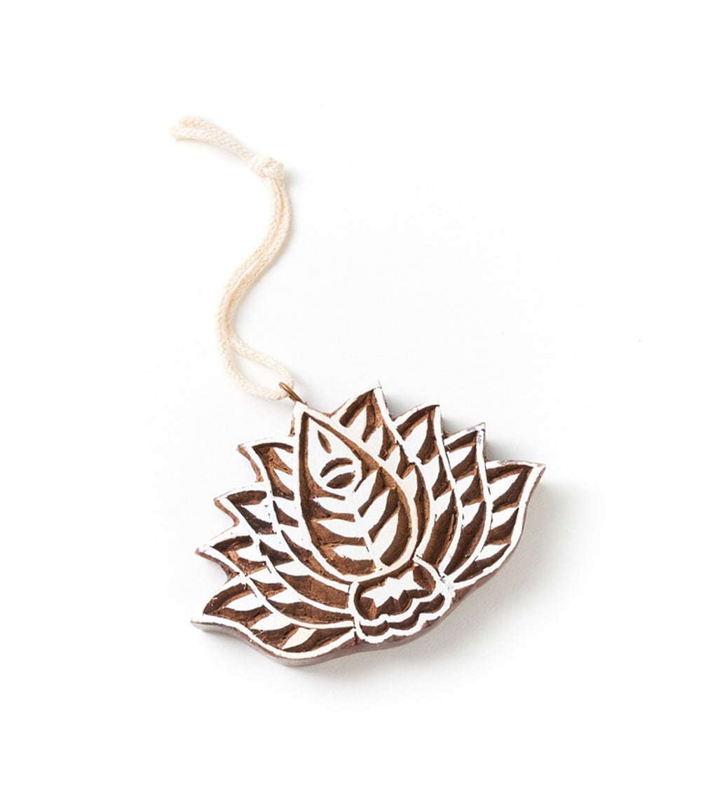 Hima Bindu Lotus Ornament - Hand Carved Rosewood