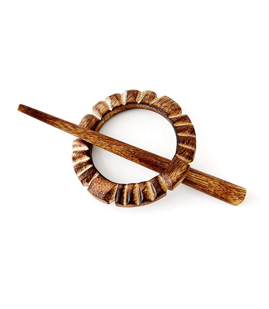 Mango Wood Hair Slide with Stick - Hand Carved