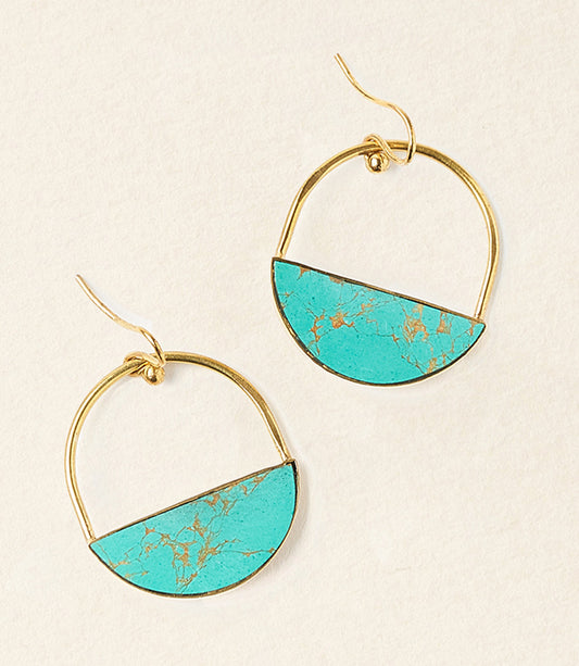 Sandhya Reconstituted Stone Hoop Drop Earrings - Turquoise