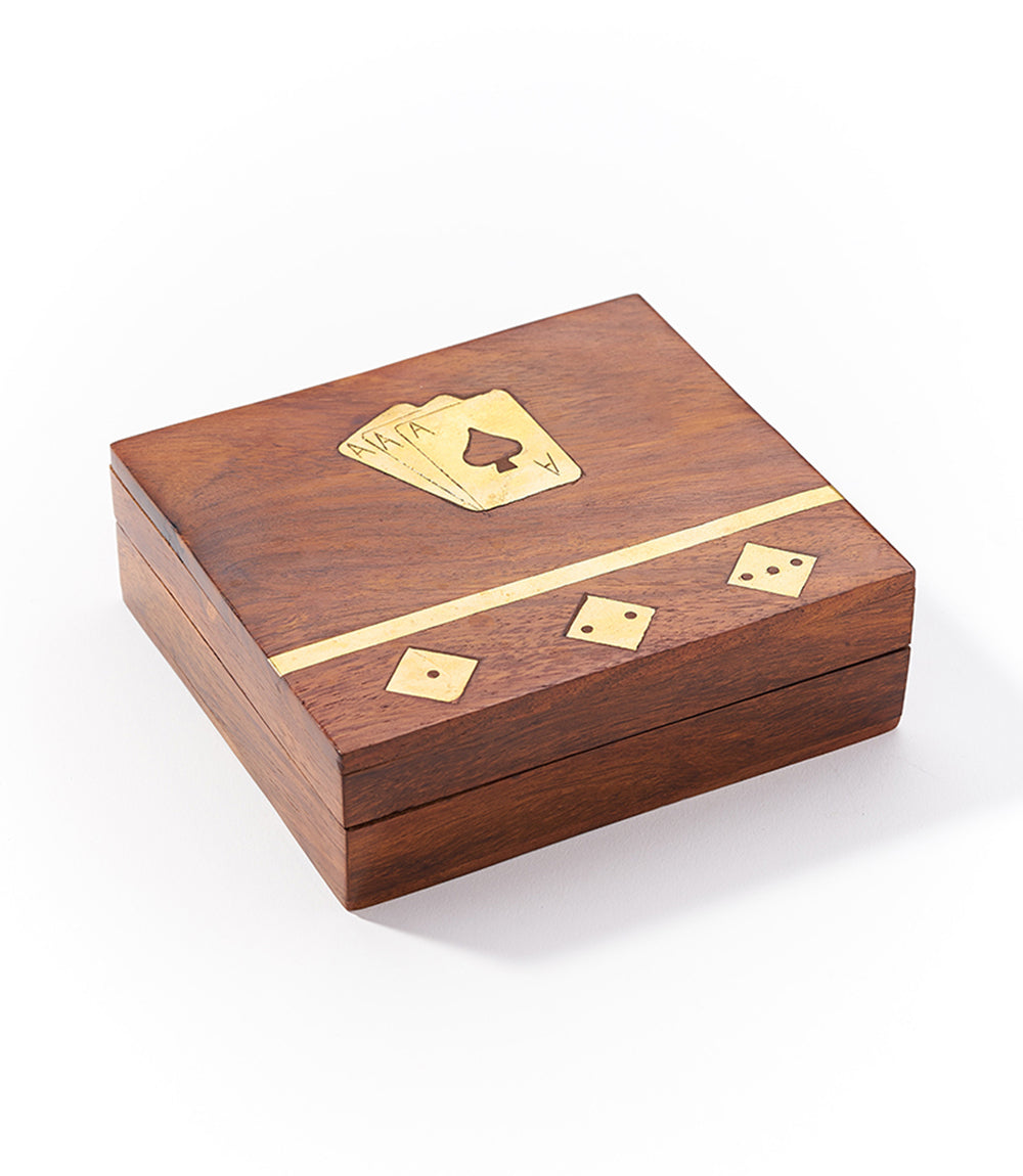 Game Night Box (5 Dice, Playing Cards) - Handcrafted Wood