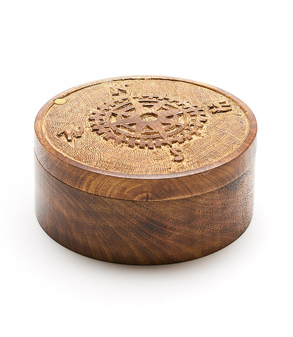 Wanderlust Compass Pivot Box - Handcrafted Wood, Fair Trade