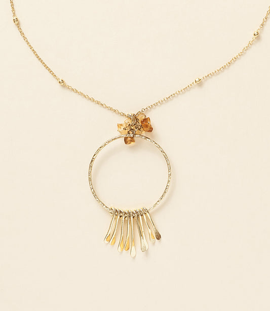 Ridhi Citrine and Sunstone Gold Drop Necklace
