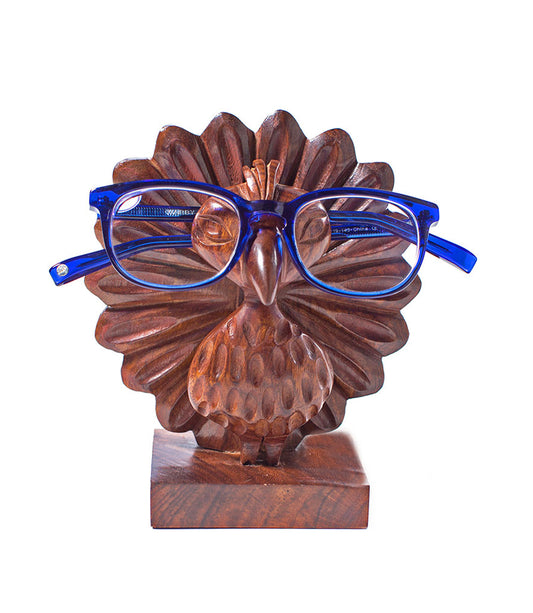 Peacock Glasses Holder Stand - Handcrafted Wood