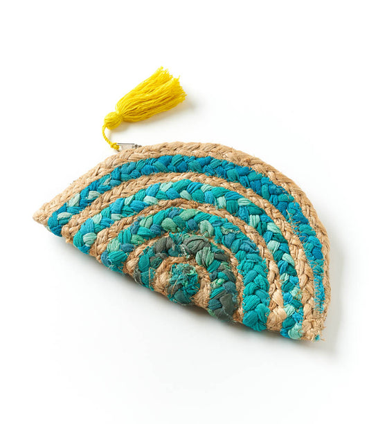 Chindi Seaside Blue Clutch Purse - Hand Woven