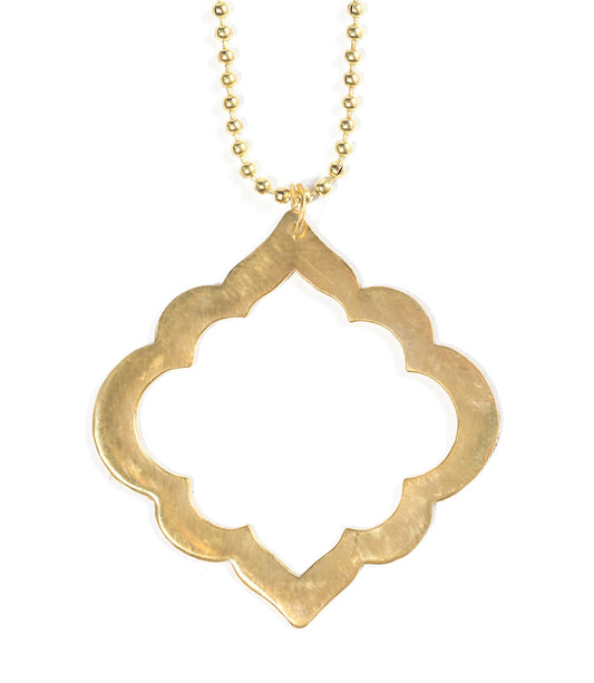 Ashram Arch Window Gold Tone Drop Necklace Ball Chain