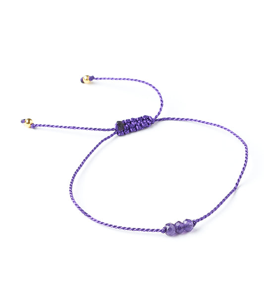 Indali Amethyst Stone Thread Friendship Bracelet - Purple, Semi Precious