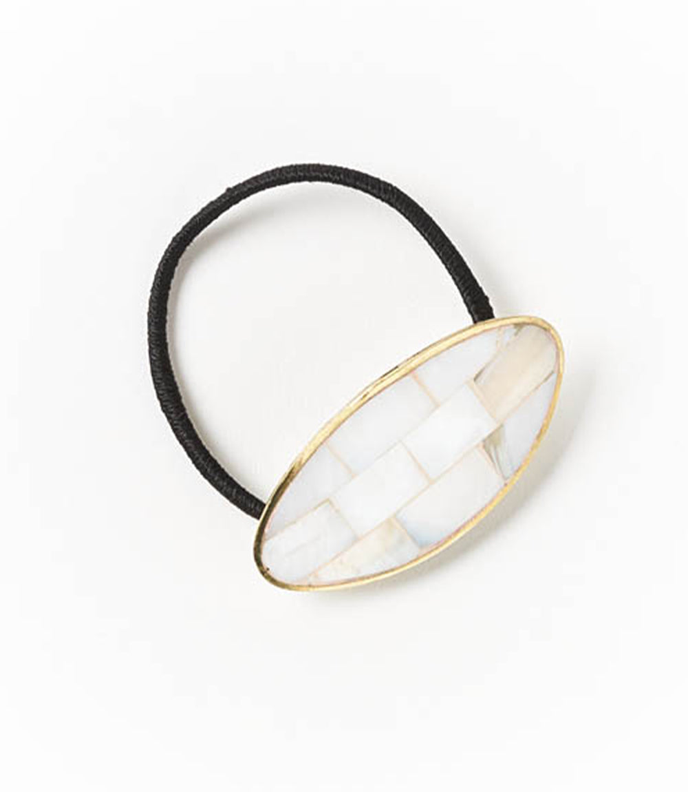 Chitra Disc Hair Tie Ponytail Holder - Mother of Pearl