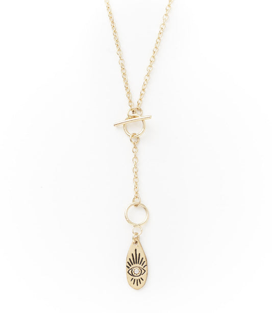 Ruchi Evil Eye Charm Dainty Drop Lariat Necklace