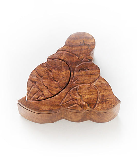 Mother and Baby Dove Puzzle Box - Carved Sheesham Wood