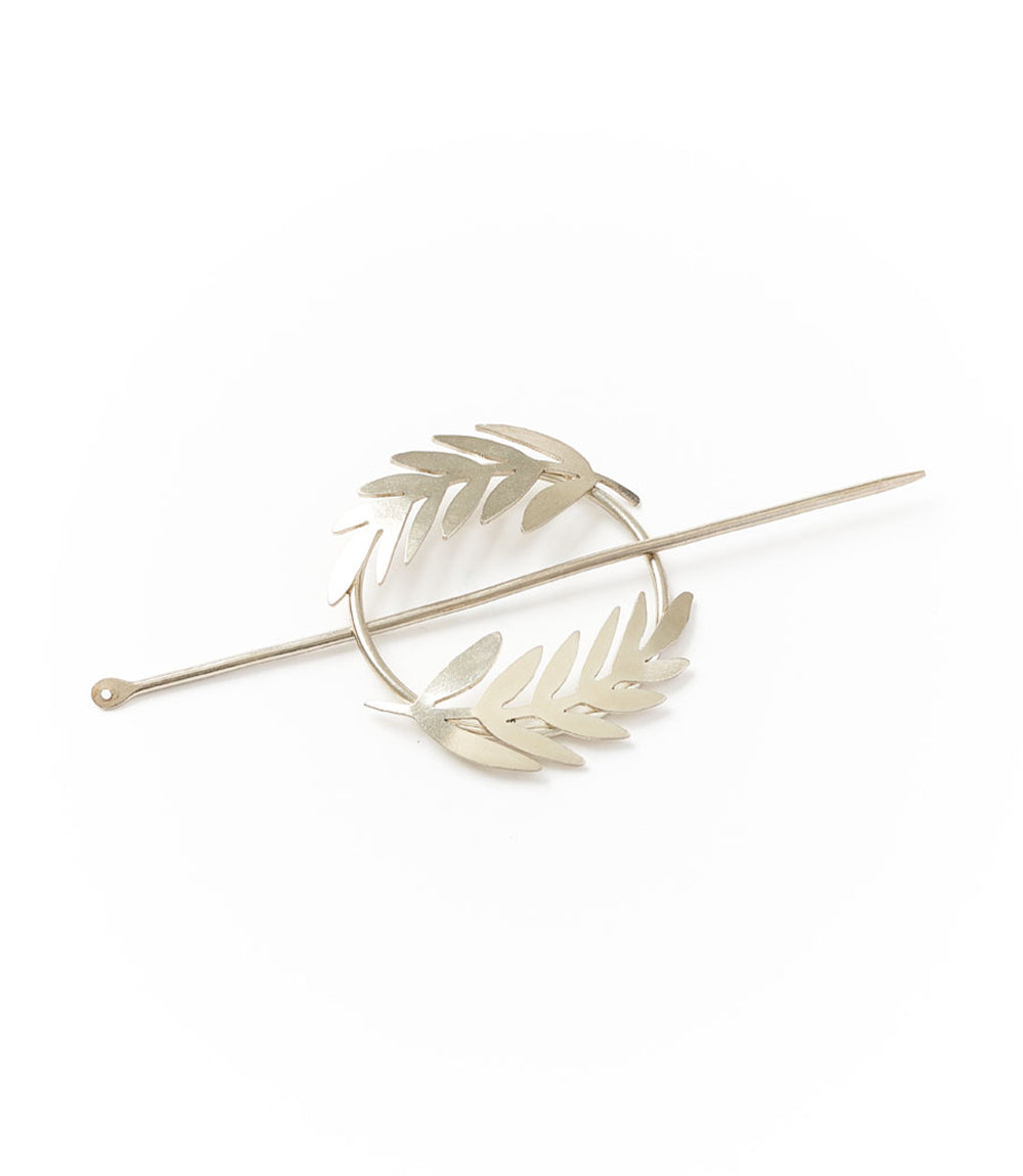 Kavya Hair Slide with Stick - Silver Fern
