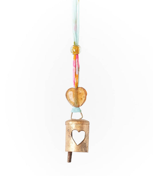 Chakshu Heart Cutout Bell Wind Chime Upcycled Sari