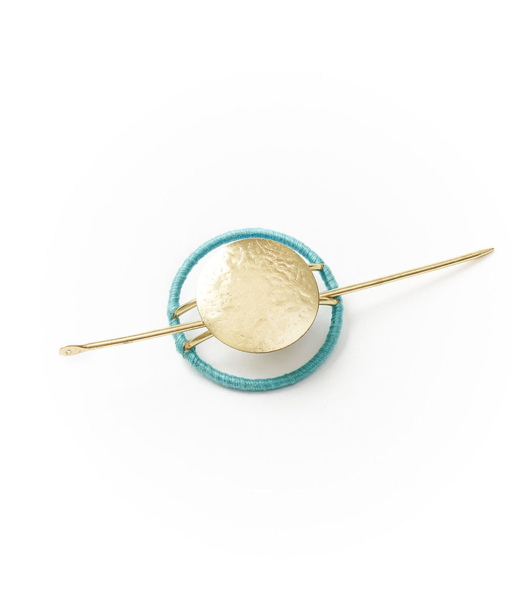 Kaia Hair Slide with Stick - Blue Thread Wrapped
