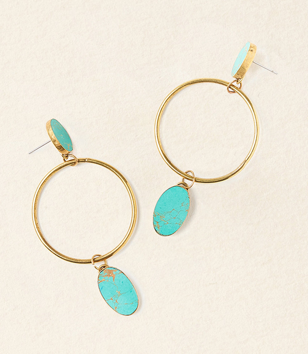Sandhya Reconstituted Stone Dangle Earrings - Turquoise
