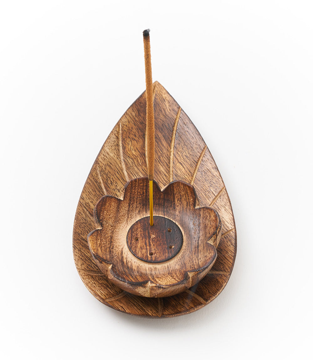 Kairavini Lotus Incense Holder - Handcrafted Mango Wood