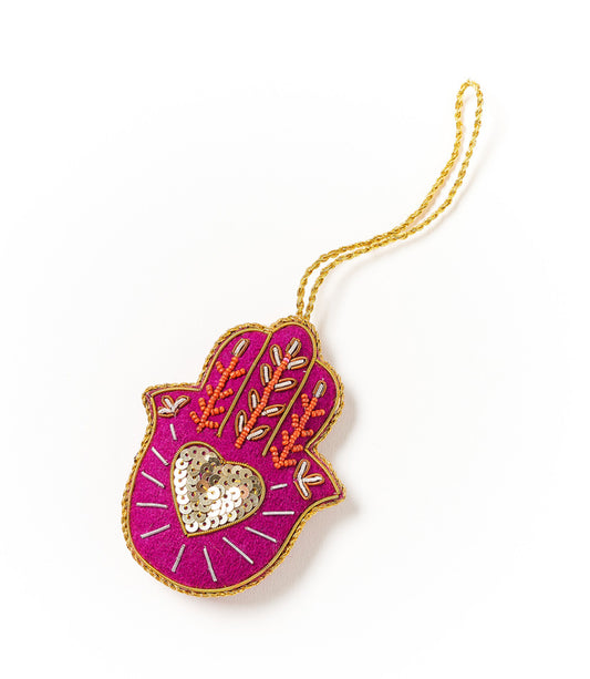 Larissa Plush Hamsa Felt Ornament - Handmade, Embroidered