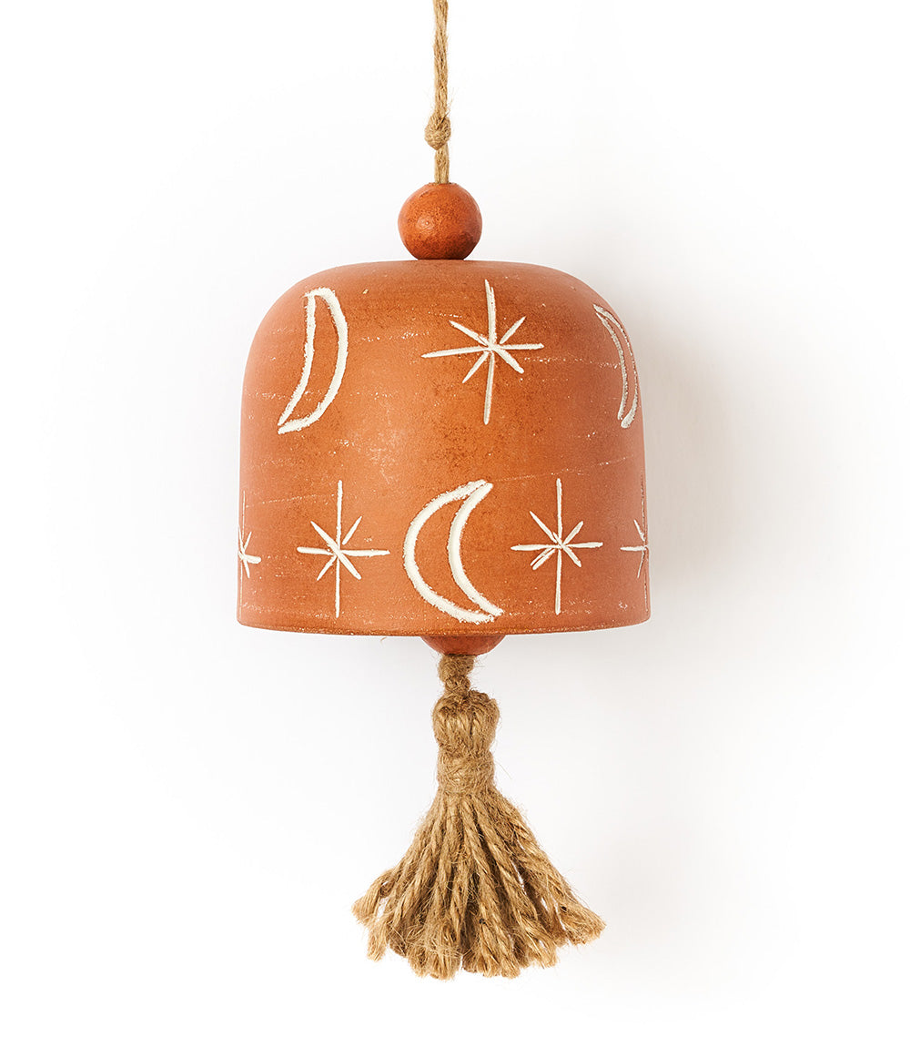 Vasanta Moon & Stars Wind Chime - Terracotta