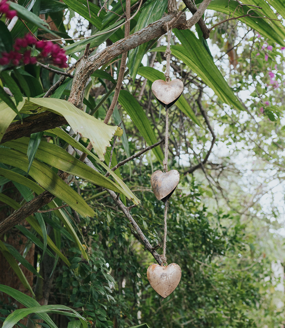 Alaya Heart Trio Wind Chime - Rustic Bell