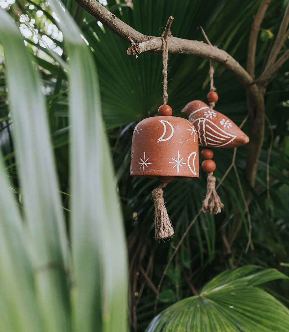 Vasanta Moon & Stars Wind Chime - Terracotta