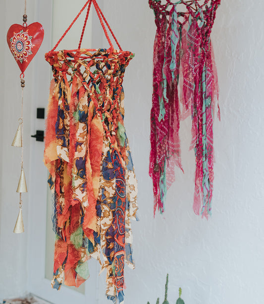 Carnival Windsock - Assorted Upcycled Sari, Handmade