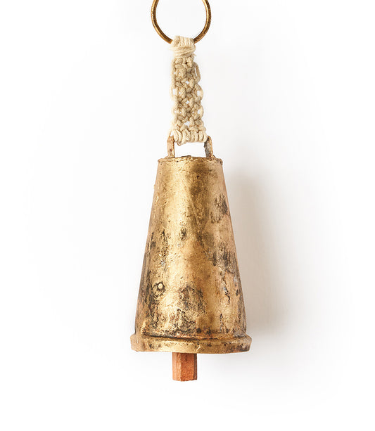 Macrame Medium Wind Chime - Rustic Cow Bell