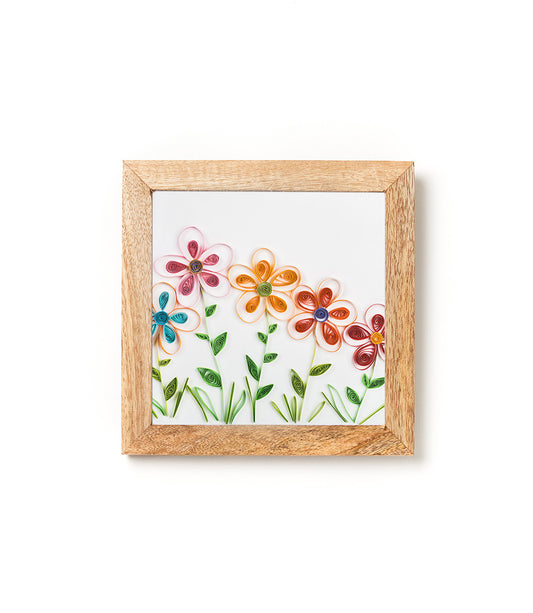 Bimala 6x6 Wood Quilling Card Frame - Handmade Fair Trade