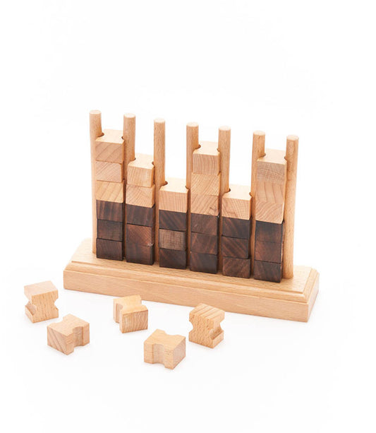 Four-in-a-Row Family Fun Game (squares) - Handcrafted Wood