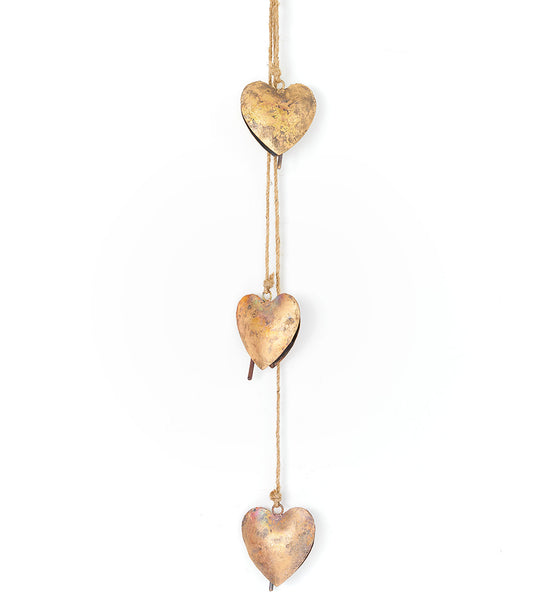 Alaya Heart Trio Wind Chime - Rustic Bell