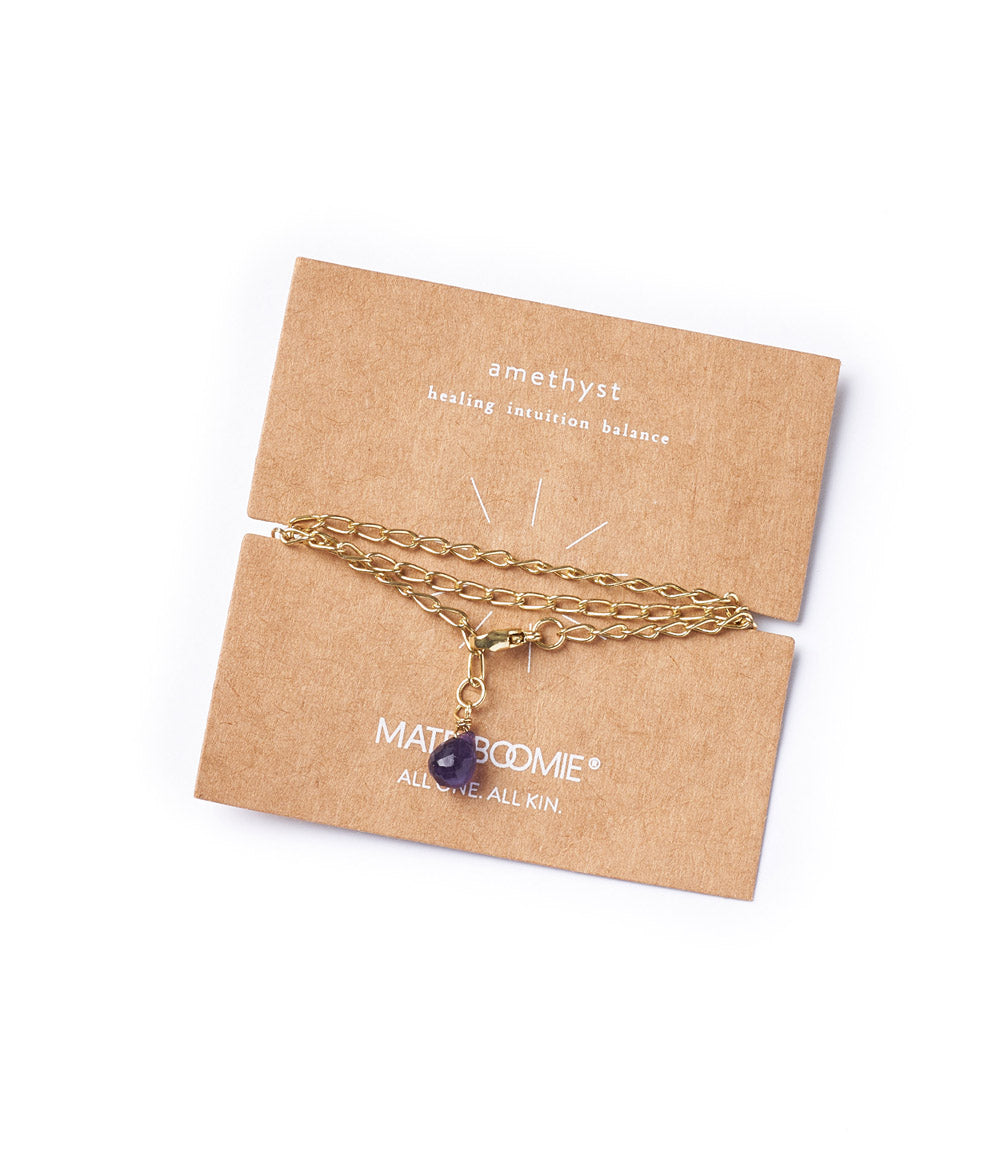 Indali Amethyst Gemstone Drop Necklace - Purple, Semi Precious