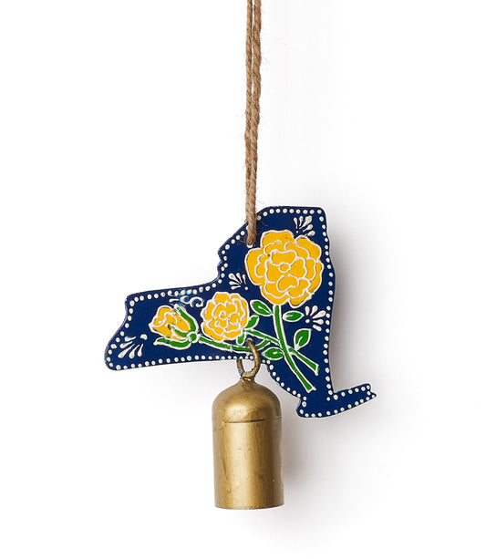 New York State Rose Wind Chime - Hand-painted State Flower