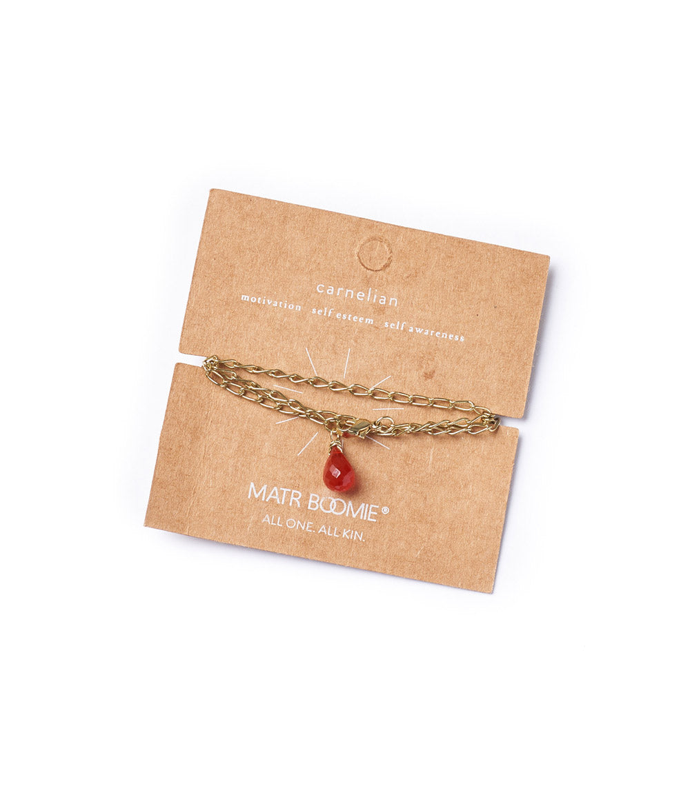 Indali Carnelian Gemstone Drop Necklace - Orange, Semi Precious