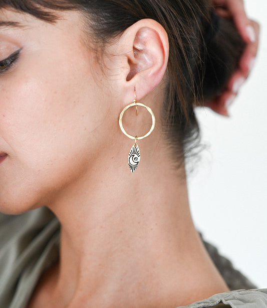 Ruchi Moon Charm Hoop Earrings