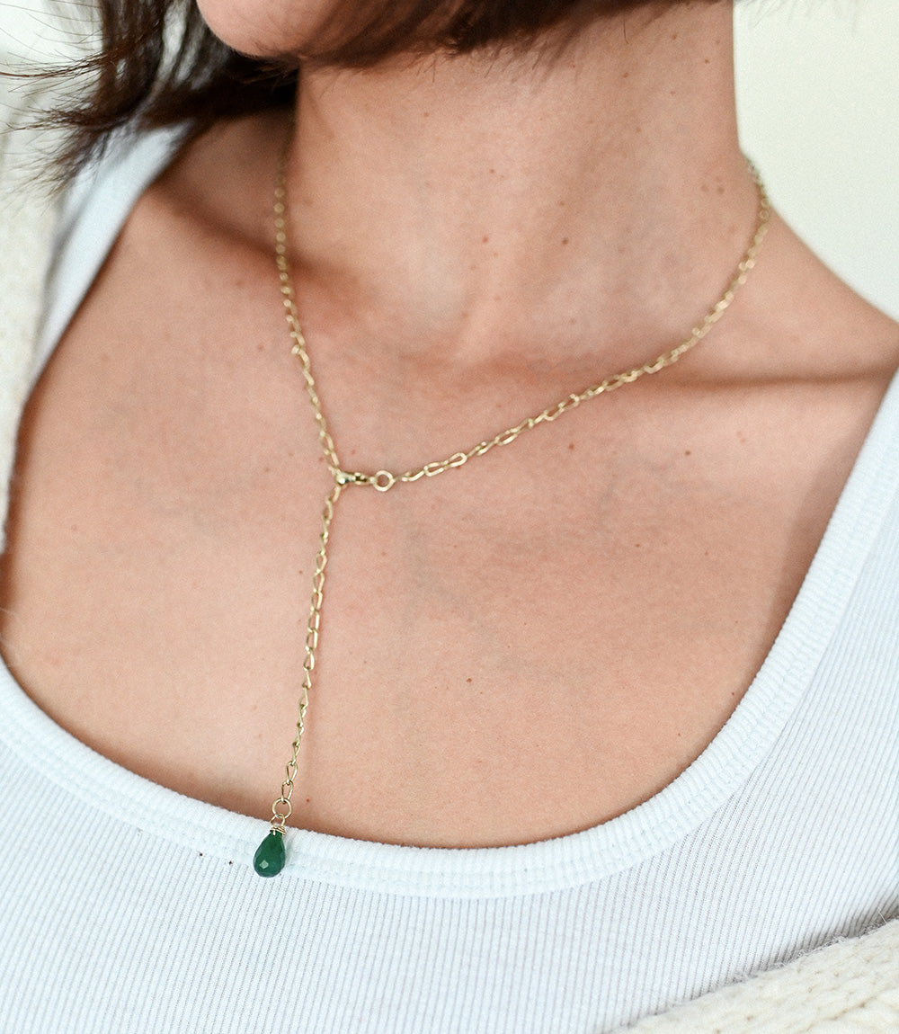 Indali Aventurine Gemstone Drop Necklace - Green, Semi Precious