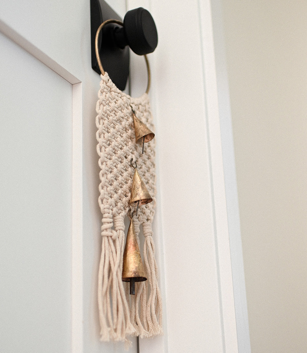 Macrame Cone Bells Door Hanger - Hand Tuned, Fair Trade Home