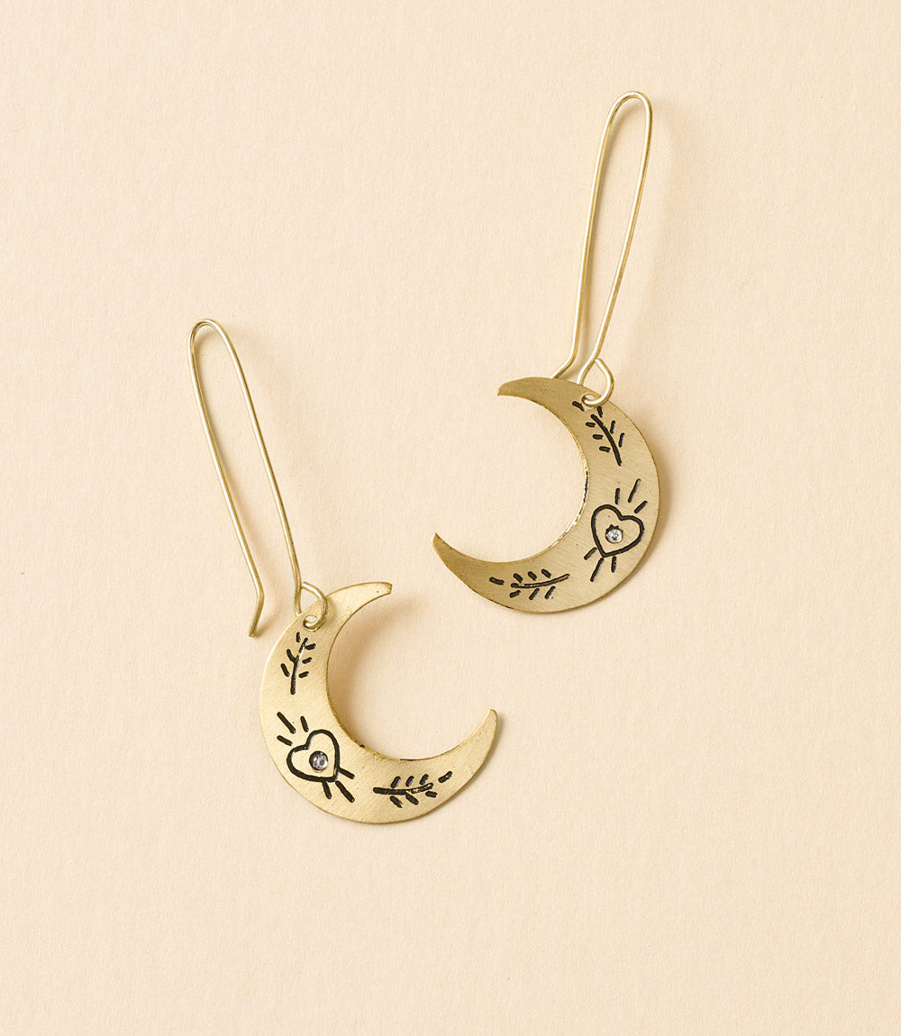 Ruchi Crescent Moon Gold Dangle Earrings