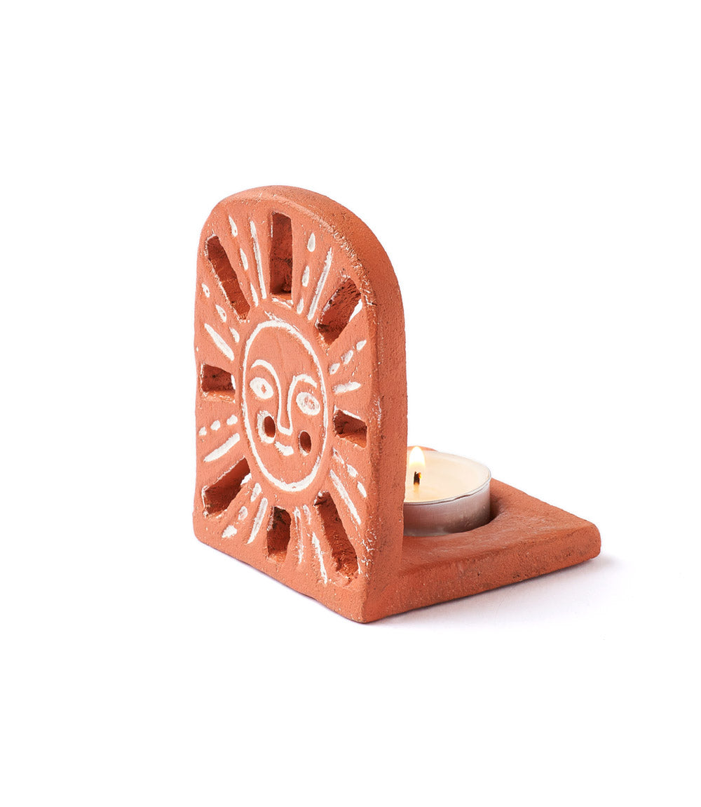 Vasanta Sunrise Tealight Candle Holder - Terracotta