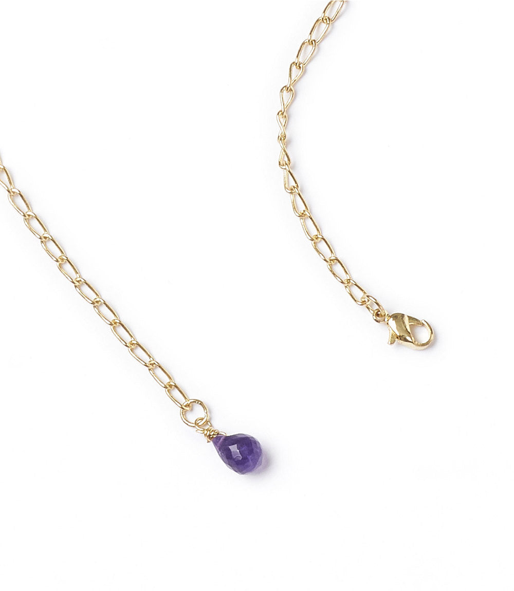 Indali Amethyst Gemstone Drop Necklace - Purple, Semi Precious