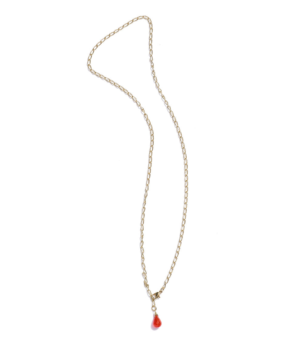 Indali Carnelian Gemstone Drop Necklace - Orange, Semi Precious